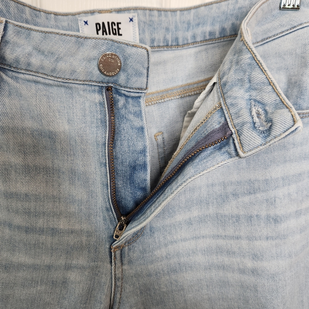 PAIGE Nellie Light Wash Jeans Natural Raw Hem Crop Wide Leg Size 31 - Picture 7 of 12